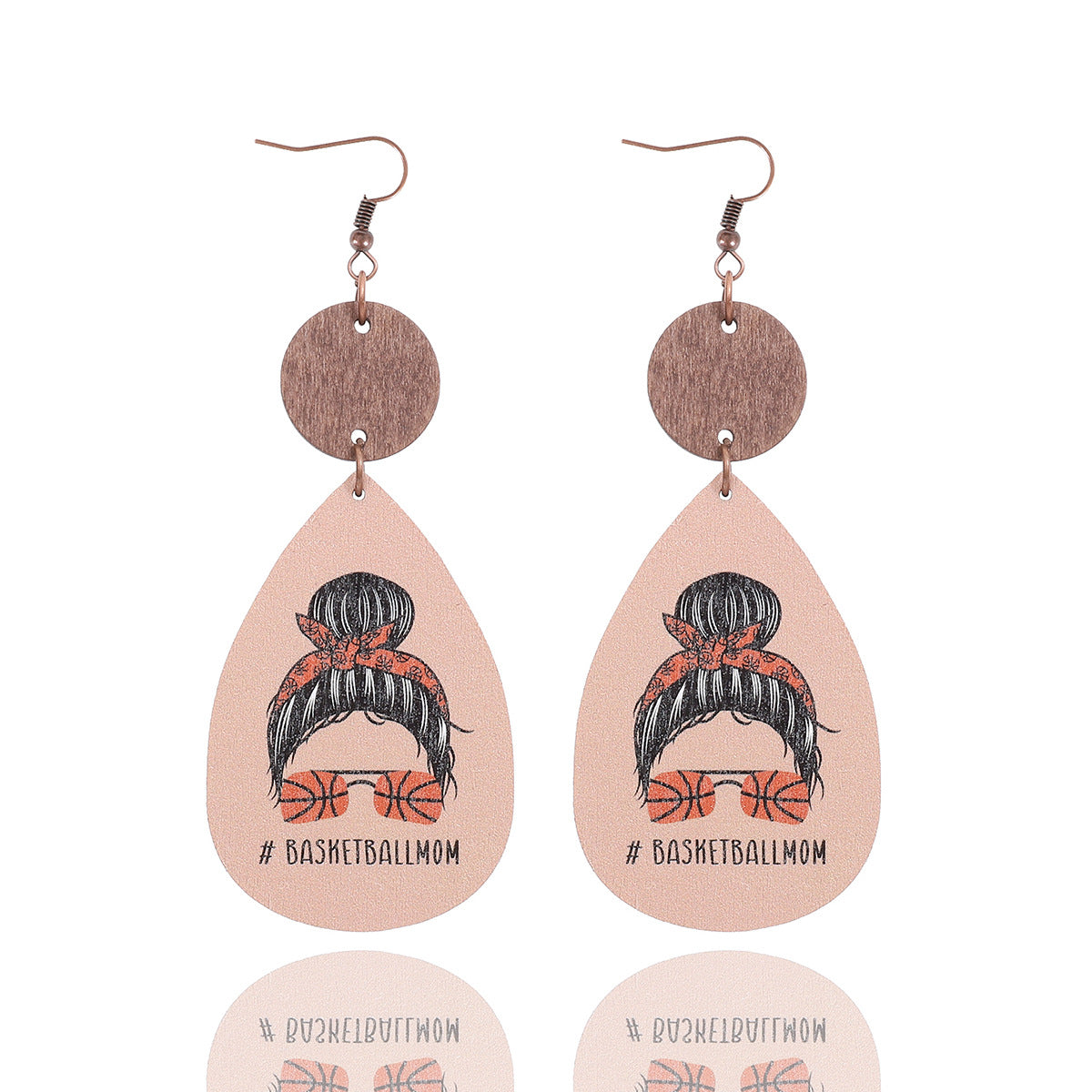 Wholesale Cartoon Wooden Mom Mother's Day Ball Sports Style Wooden Piece Earrings